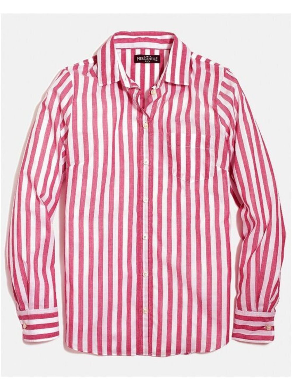 EUC J.Crew Stretch Cotton Striped Shirt Pink White XL